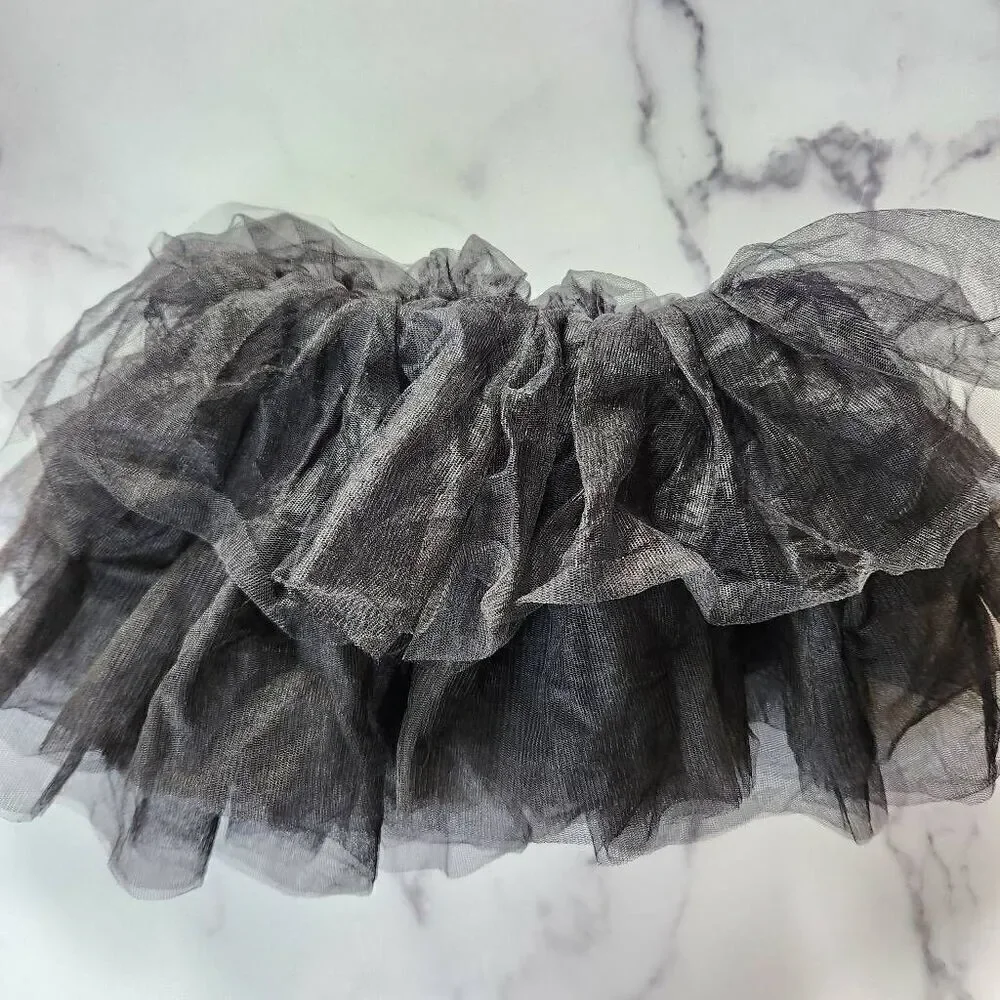Little girls youth extra small  small black tulle ballerina tutu mini skirt XS-S